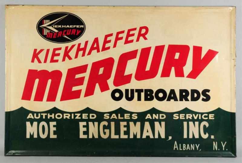 Appraisal: Tin Mercury Outboards Sign Circa s Includes merchant's name at