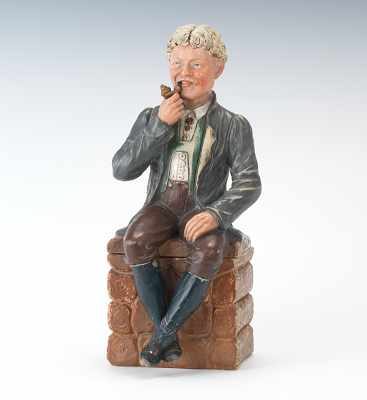 Appraisal: A Large Bernard Bloch Full Figural Tobacco Jar of Alpine