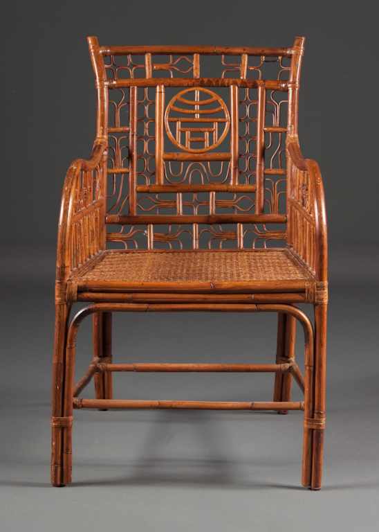 Appraisal: Chinese style smoked bamboo cane seat armchair Century Chair Company