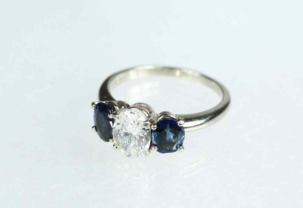 Appraisal: LADY'S RING - One K yellow gold sapphire and diamond