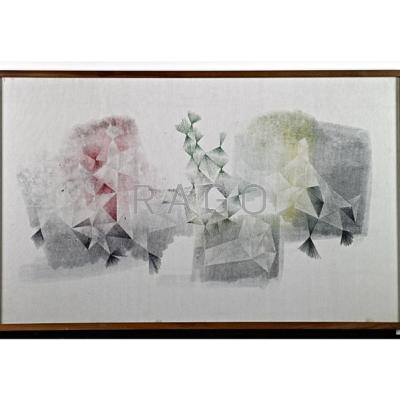 Appraisal: HARRY BERTOIA American - Untitled monoprint on rice paper framed