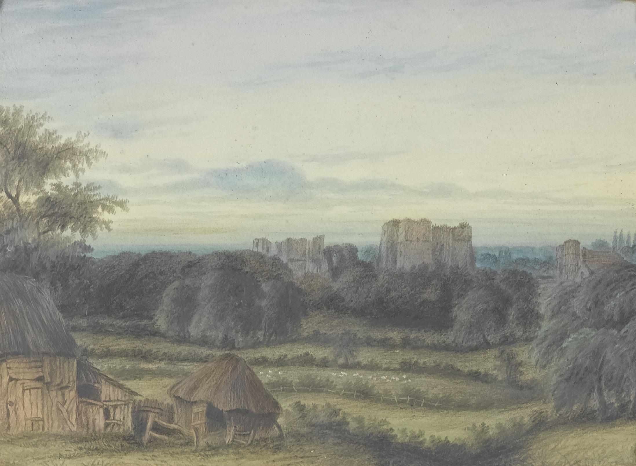 Appraisal: English School th century A rolling landscape with ruins pencil