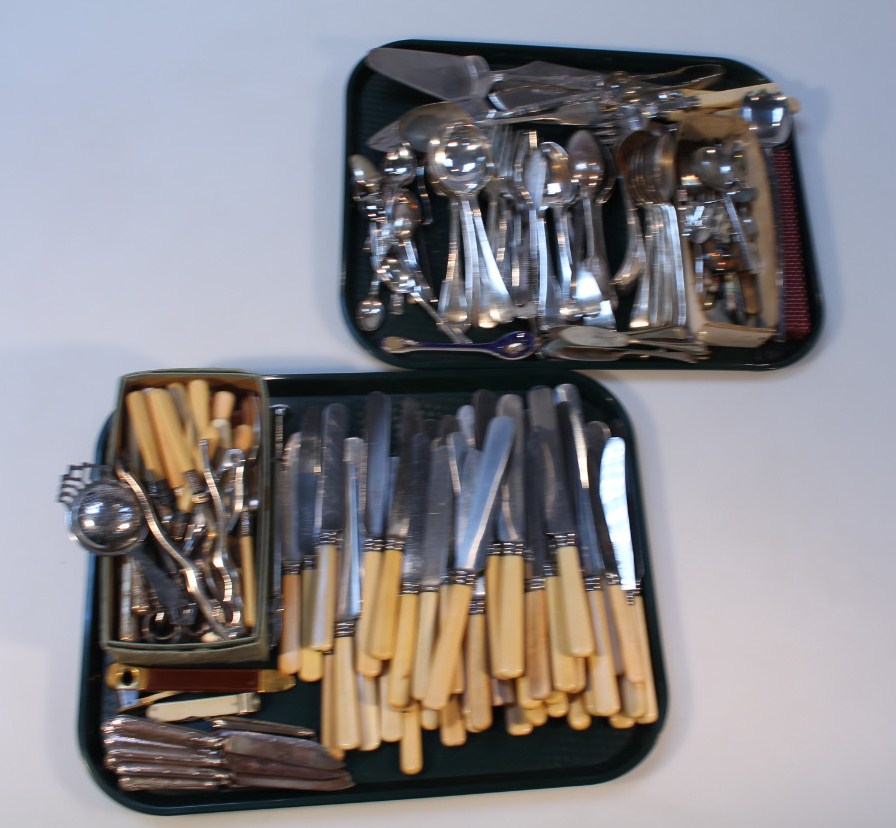 Appraisal: Various silver plated flatware and cutlery and two cigar cutters