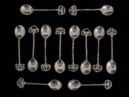 Appraisal: KESWICK SCHOOL OF INDUSTRIAL ART HARLEQUIN SET OF TEASPOONS DATED