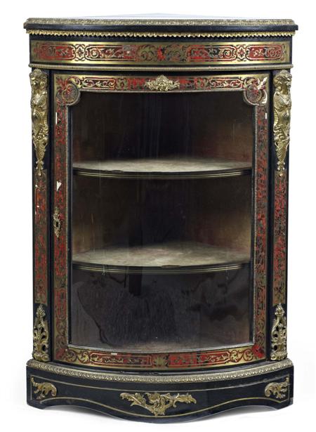 Appraisal: NAPOLEON III BOULLE AND EBONISED CORNER CABINET CIRCA with gilt