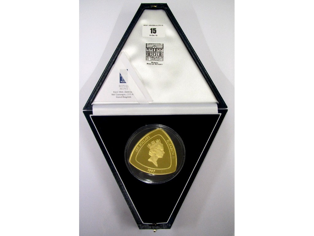 Appraisal: Bermuda Gold Proof Triangular coin no cased ct grams