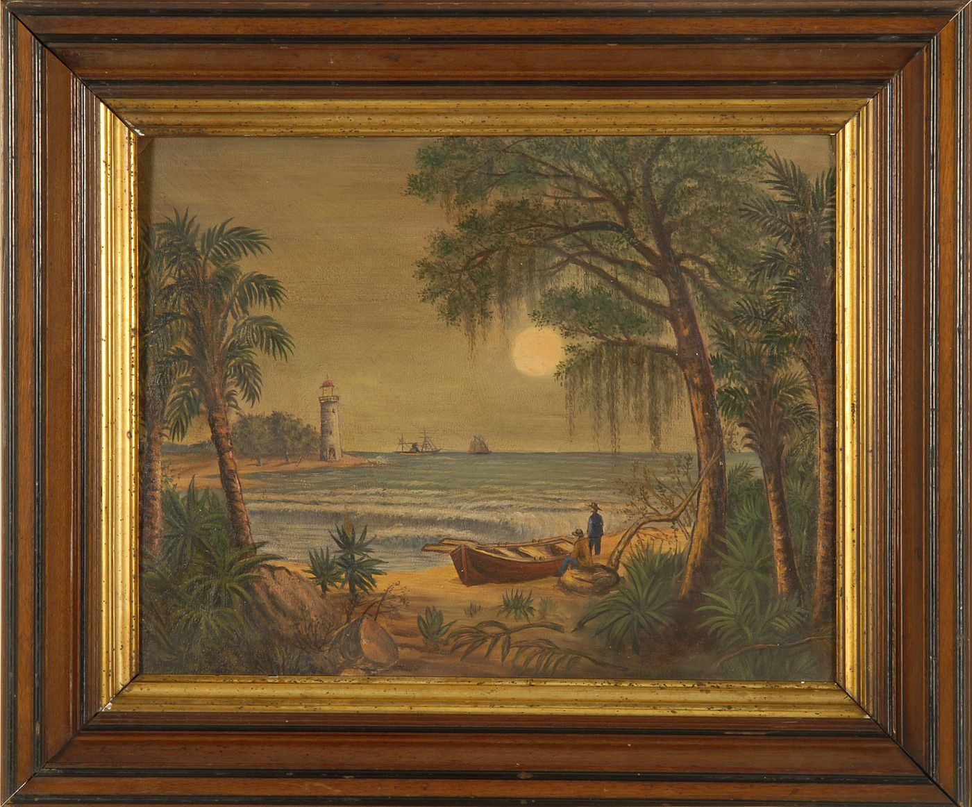 Appraisal: AMERICAN SCHOOL - PRIMITIVE SOUTHERN COASTAL SCENE Late th CenturyDepicting