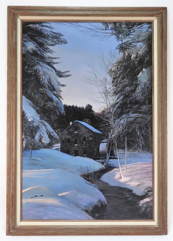 Appraisal: ROBERT HAMBLEN WINTER FOREST LANDSCAPE PAINTING Rhode Island Vermont -