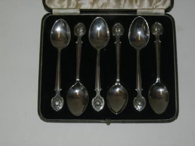 Appraisal: A SET OF SIX TEASPOONS maker Alexander Clark Co Birmingham