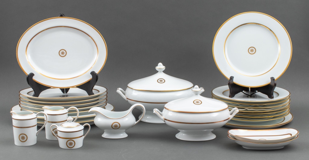 Appraisal: BERNARDAUD PORCELAIN SPARTE GOLD SERVICE SET Bernardaud Porcelain Sparte Gold