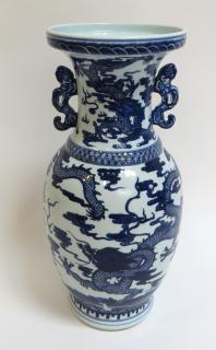 Appraisal: Blue White Dragon Vase Blue White Dragon Vase Imprinted with