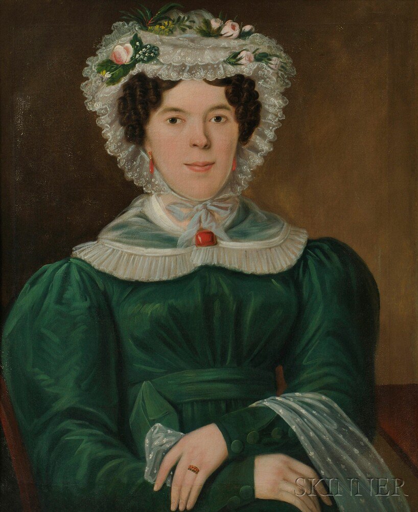 Appraisal: American School th Century Portrait of a Smiling Woman in