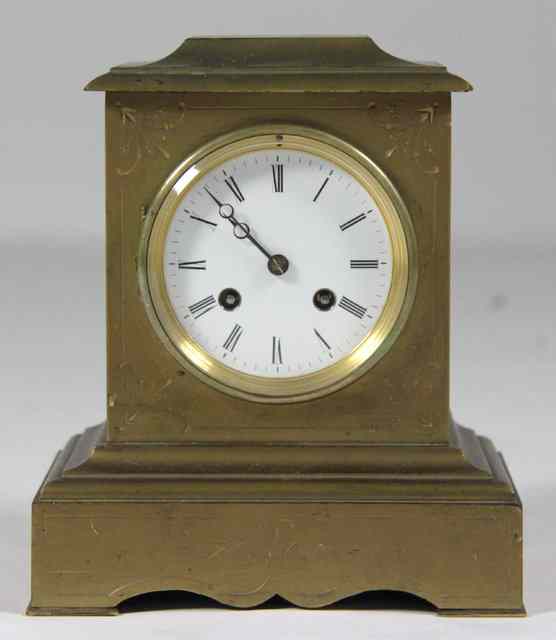 Appraisal: A gilt painted French mantel clock with striking movement cm