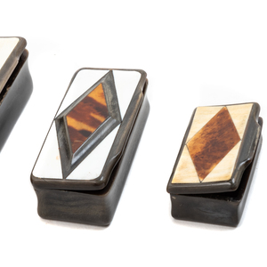 Appraisal: A Group of Four Carved Horn and Tortoise Shell Inlaid