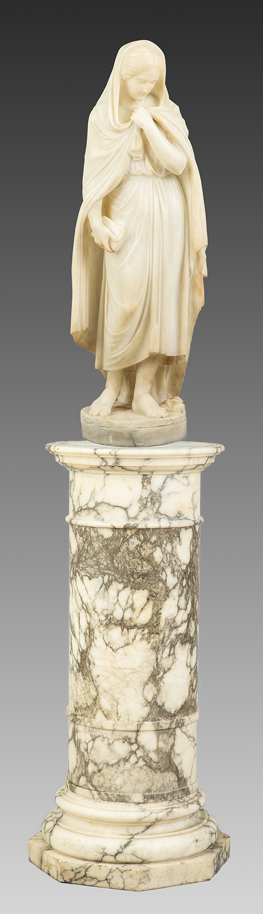 Appraisal: Alabaster Sculpture of a Robed Lady with Book together with