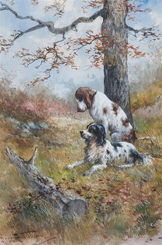 Appraisal: Hugo Anton Fisher American - Two Sporting Dogs Beneath a