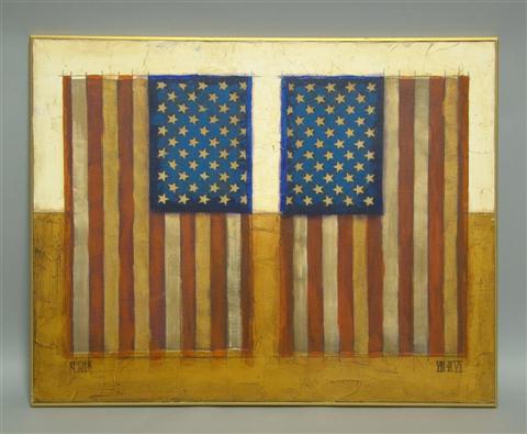 Appraisal: DAN KESSLER AMERICAN TH CENTURY AMERICAN FLAG Mixed media on