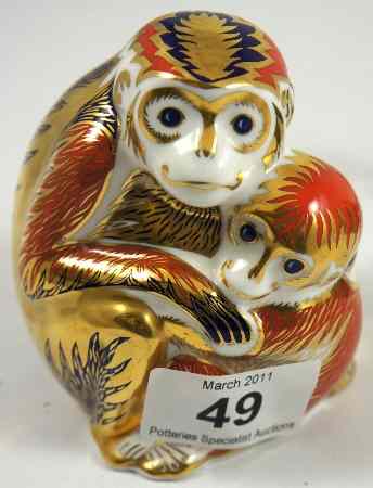 Appraisal: Royal Crown Derby Paperweight Monkey and Baby gold stopper