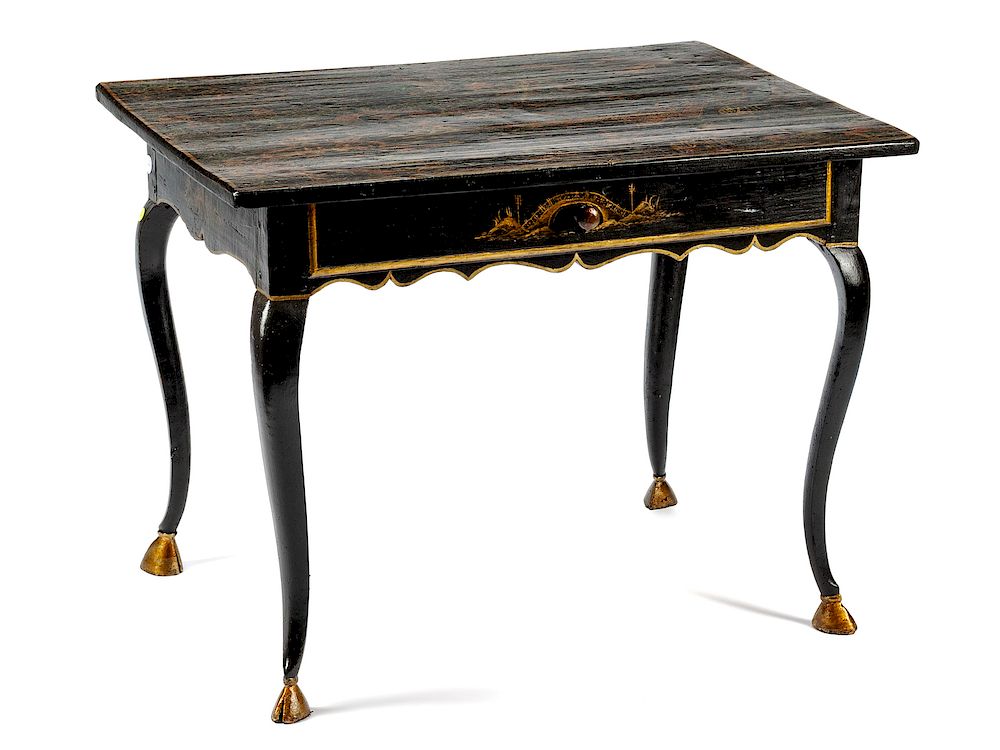 Appraisal: A Continental Ebonized Side Table A Continental Ebonized Side Table