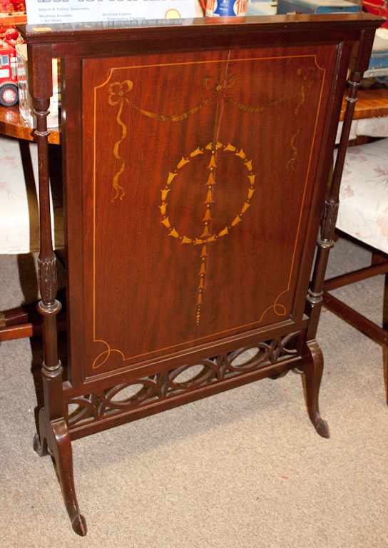 Appraisal: American Classical style inlaid mahogany fire screen Estimate - No