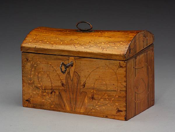 Appraisal: A George III inlaid rosewood tea caddy late th early