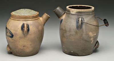 Appraisal: Two stoneware batter pitchers both with cobalt flourishes and marked