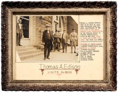 Appraisal: Vintage Thomas A Edison photograph Edison standing before Hotel Logan