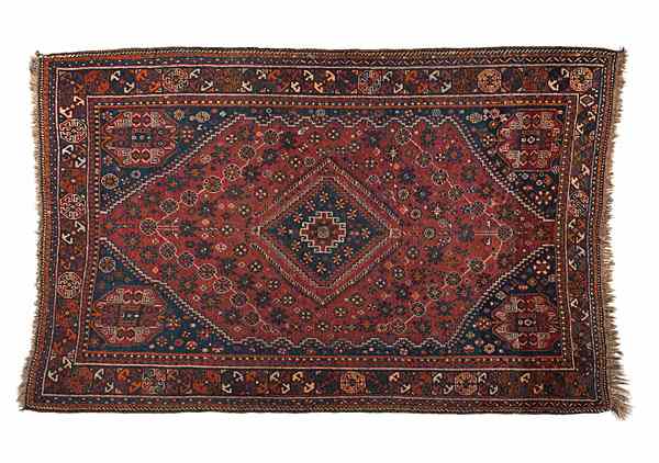 Appraisal: Persian Hamadan Iranian Hamadan rug in geometric floral design ft