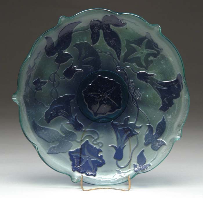 Appraisal: GALLE CENTER BOWL Fantastic Gall cameo shallow bowl has purple