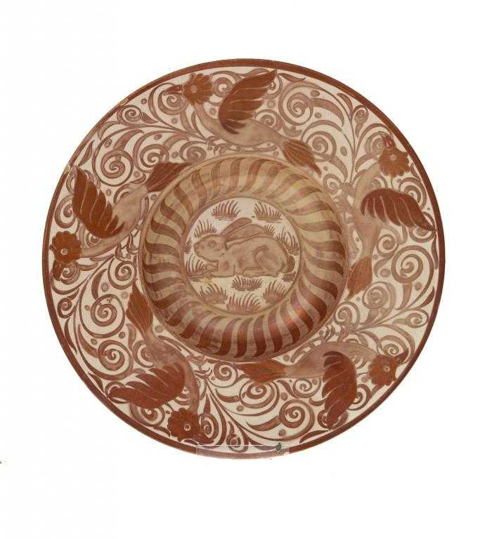 Appraisal: A WILLIAM DE MORGAN RUBY LUSTRE DISH painted by Charles