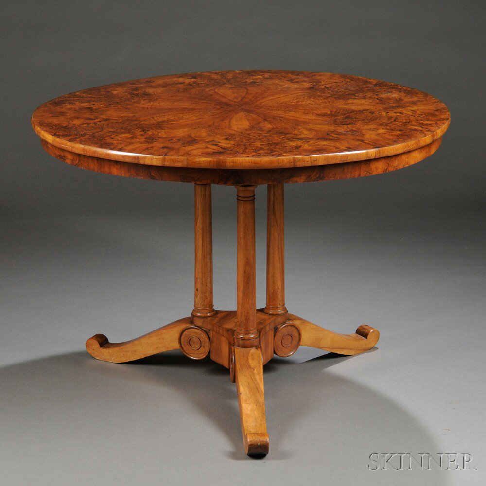 Appraisal: Baltic Biedermeier Walnut-veneer Center Table mid- th century the circular