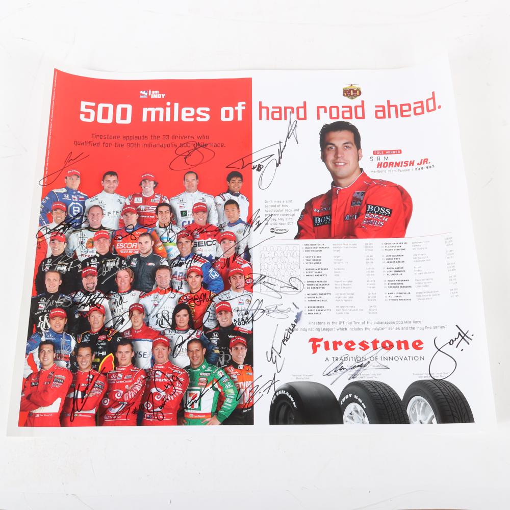 Appraisal: FIRESTONE INDIANAPOLIS POSTER SIGNED BY OVER DRIVERS Firestone Indianapolis Poster