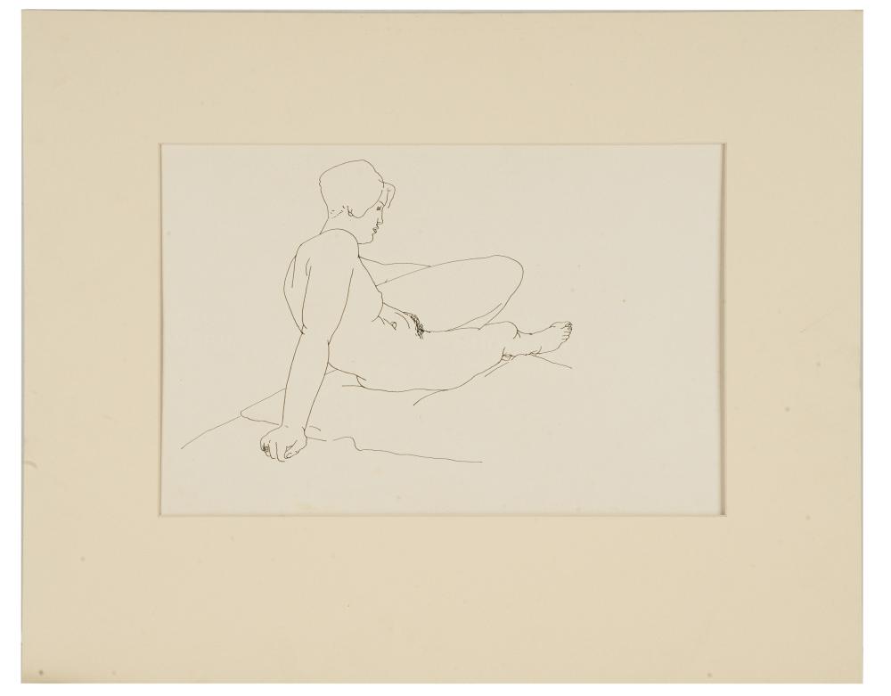 Appraisal: EDWARD HAGEDORN - RECLINING FEMALE NUDE ink on wove paper