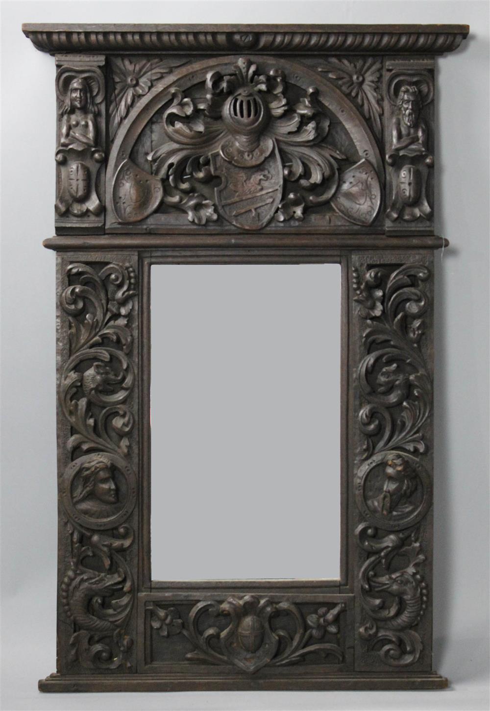 Appraisal: RENAISSANCE REVIVAL CARVED OAK MIRROR LATE TH EARLY TH CENTURY