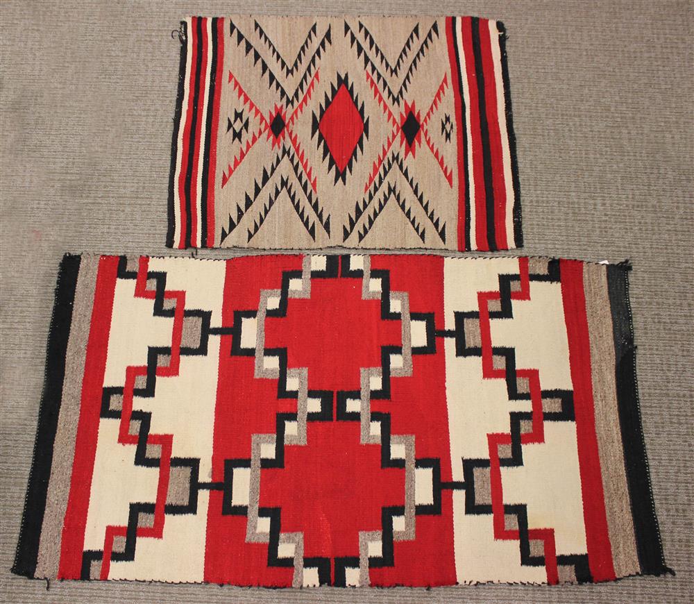 Appraisal: TWO NATIVE AMERICAN WOOL WEAVINGS mid- th Century Navajo natural