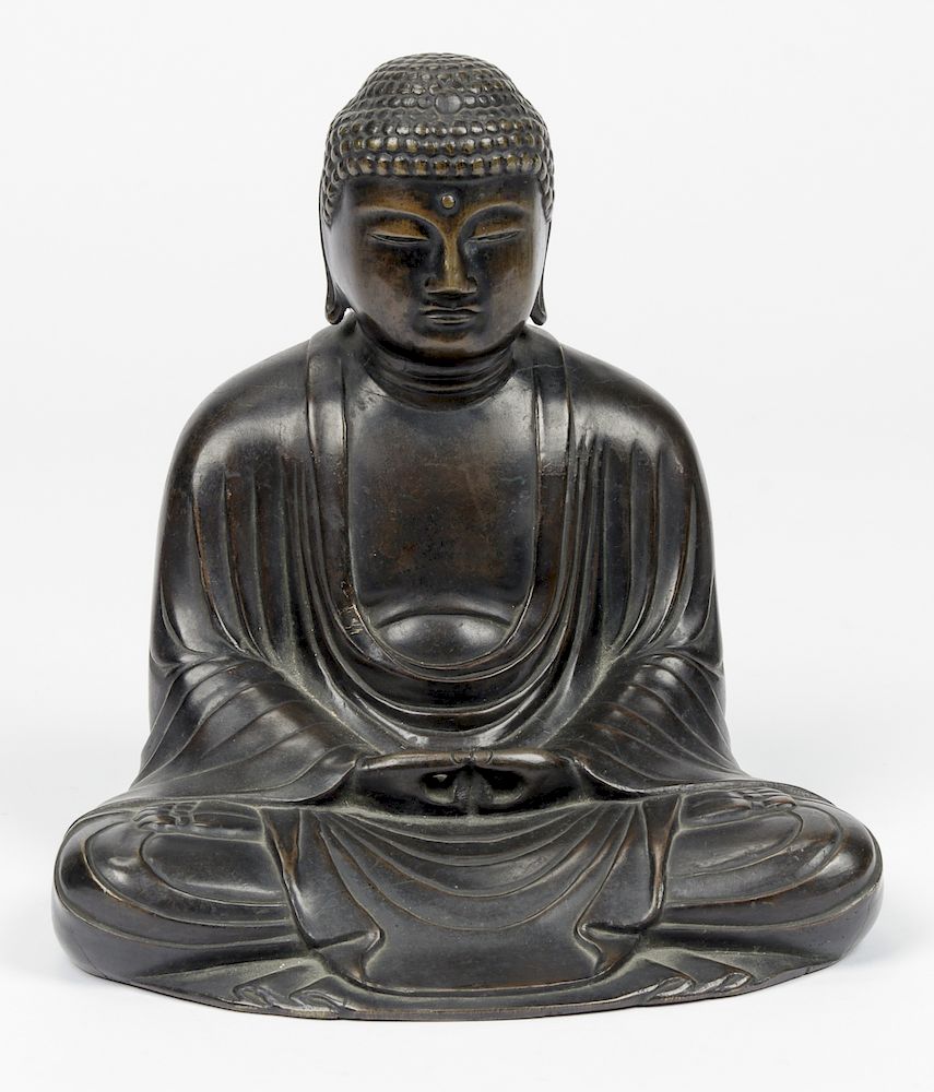 Appraisal: Bronze Seated Amitabha Buddha Statue Bronze Seated Amitabha Buddha Statue