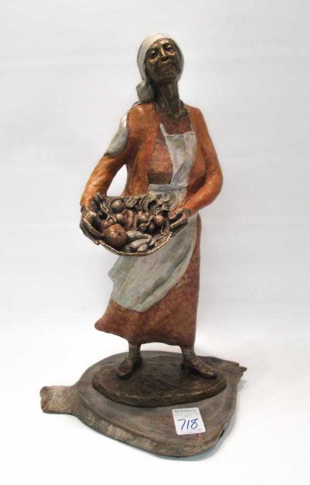 Appraisal: SALLY KIMP BRONZE SCULPTURE Active Arizona th century Many Harvest