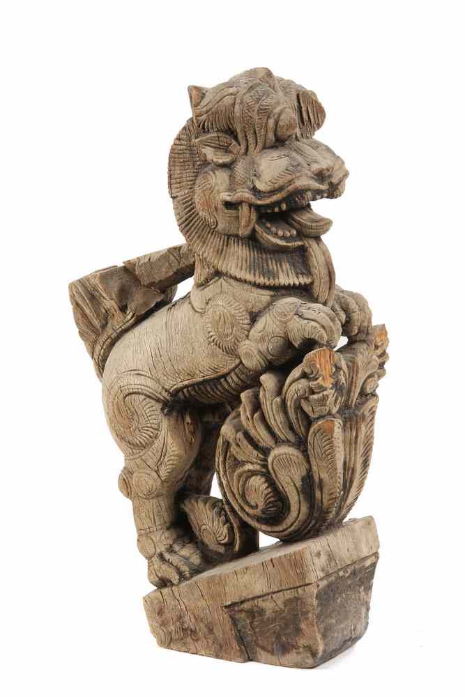 Appraisal: CHINESE ARCHITECTURAL FINIAL - Early Carved Wood Chinese Roof Finial