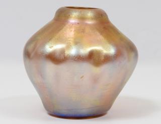 Appraisal: L C TIFFANY GOLD FAVRILE GLASS VASE American Early th