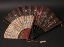 Appraisal: Two Hand-Painted Silk Fans Early th Century Two hand painted