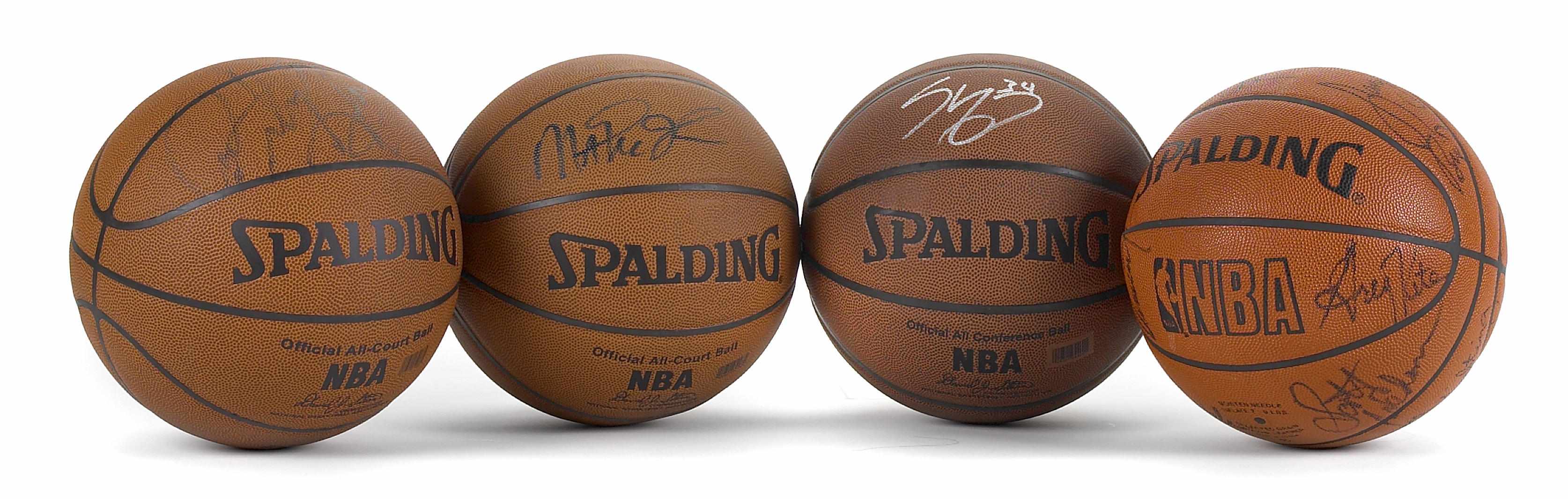 Appraisal: Basketballs signed by NBA Champions Together standard-NBA-sized basketballs each encased