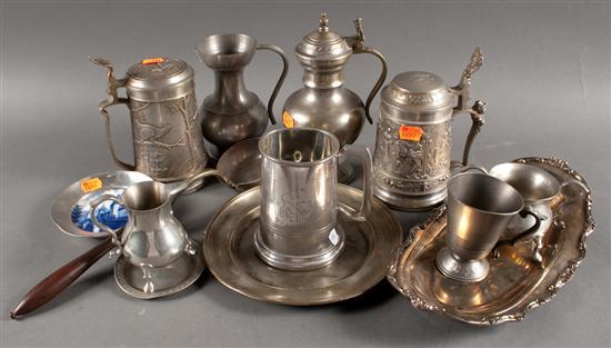 Appraisal: Two German pewter steins early th century other pewter table