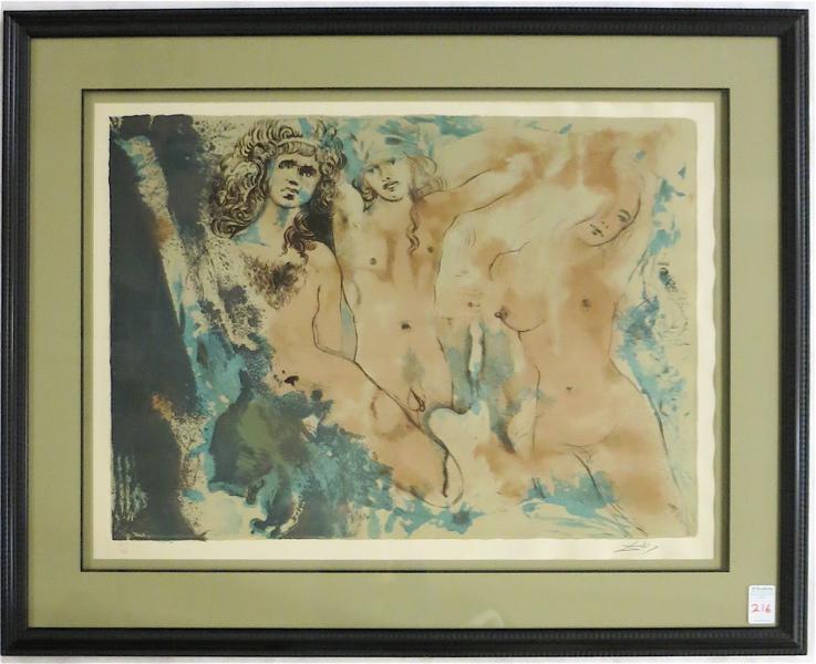 Appraisal: AFTER SALVADOR DALI COLOR LITHOGRAPH Spanish - Three Nudes or