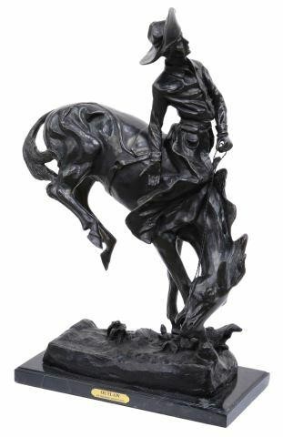 Appraisal: Western patinated bronze sculpture The Outlaw after the original by