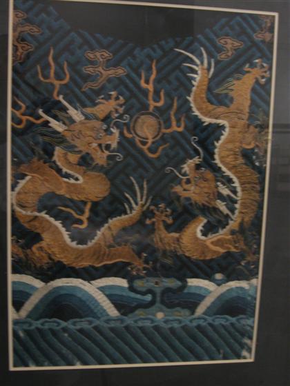 Appraisal: Two Chinese tapestry fragments th century Of tall rectangular form