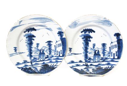 Appraisal: Pair of tin-glazed pottery plate sbristol circa