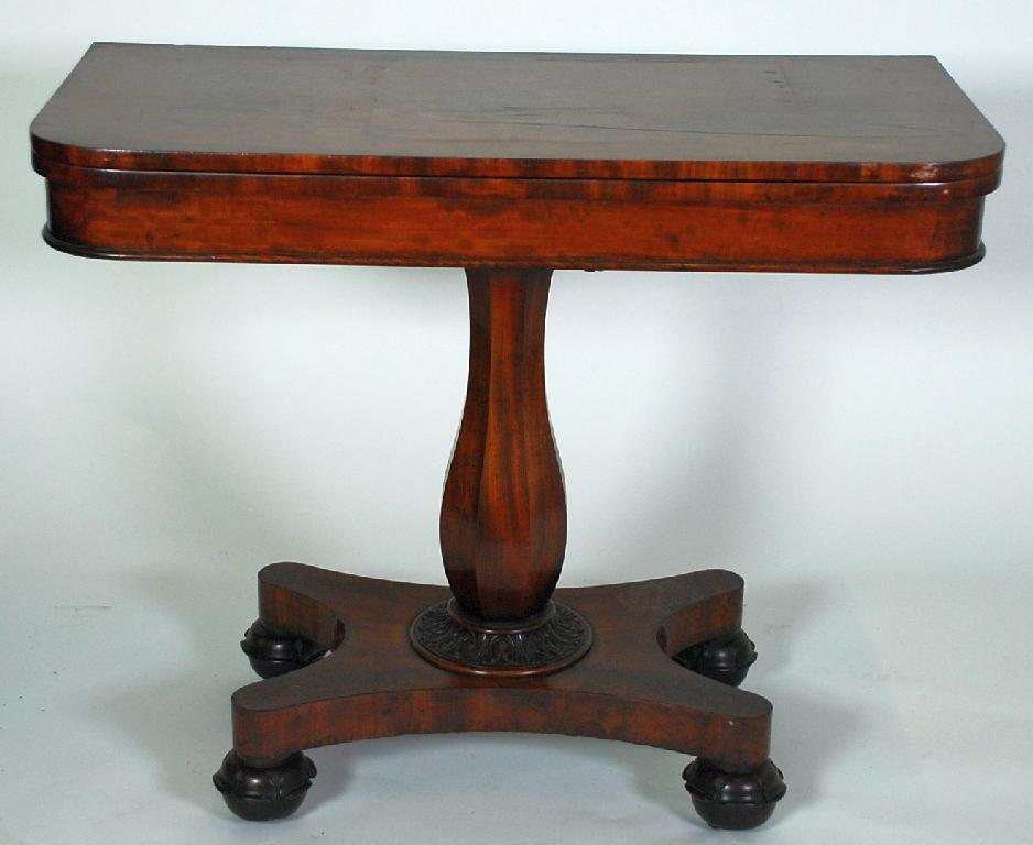 Appraisal: WILLIAM IV MAHOGANY PEDESTAL TEA TABLE the swivel and fold