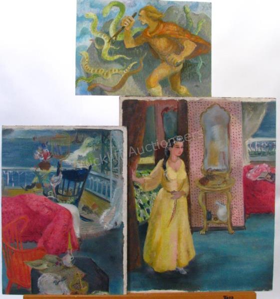 Appraisal: Lois Davis IN b Acry Board Paintings Provenance from the