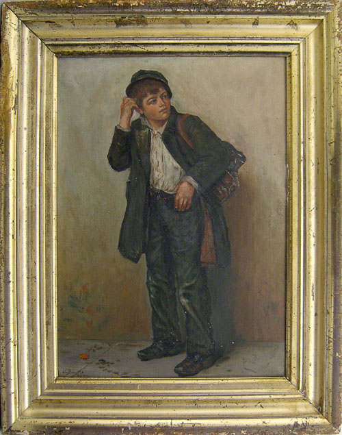 Appraisal: Oil on canvas portrait of a shoeshine boy x Provenance