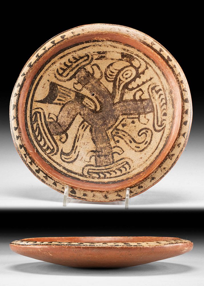 Appraisal: Panamanian Veraguas Pottery Plate w Stylized Dragon First Time At